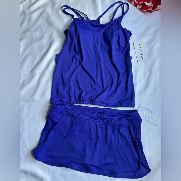 Athleta Blue Swim Set Sleeveless Tank and Shorts - Picture 1 of 13